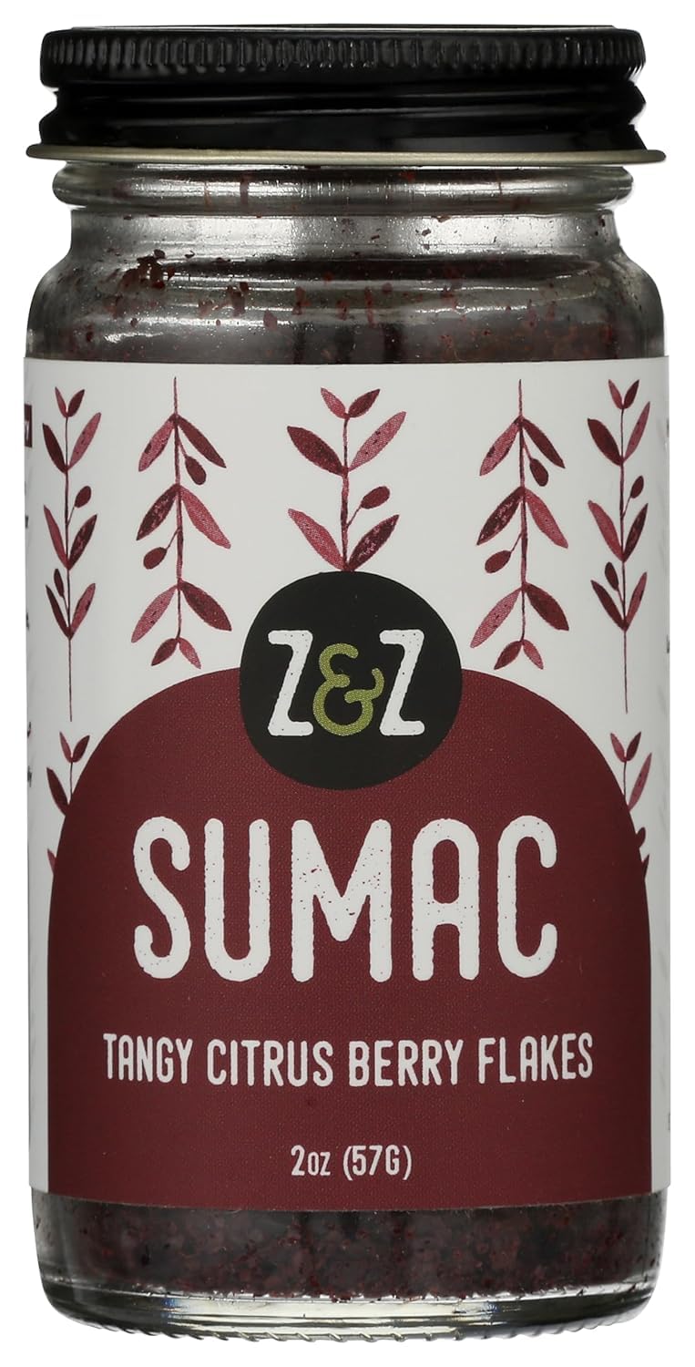 Sumac by Z&Z | Ground Sumac Spice Made from Fresh Tangy Citrus (Sumac) Berries | Turkish Sumac Seasoning for Marinades, Salads, Rice, & Hummus | Authentic Middle Eastern & Mediterranean Taste, 2 Oz