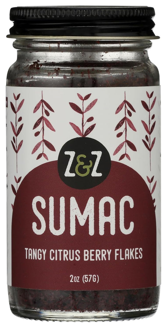 Sumac by Z&Z | Ground Sumac Spice Made from Fresh Tangy Citrus (Sumac) Berries | Turkish Sumac Seasoning for Marinades, Salads, Rice, & Hummus | Authentic Middle Eastern & Mediterranean Taste, 2 Oz