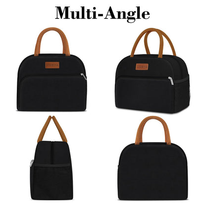 Coobiiya Lunch Box Lunch Bag for Women Adults Men, Reusable Cute Lunch Pail bag - Leakproof, Insulated Lunch Box Tote with Large Capacity, Cooler Lunch Container for Work/Travel/Office (Black)