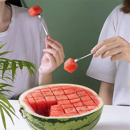 Watermelon Cutter Slicer,Stainless Steel Watermelon Cube Cutter Quickly Safe Watermelon Knife,Fun Fruit Knives Salad Melon Baller for Kitchen Gadget