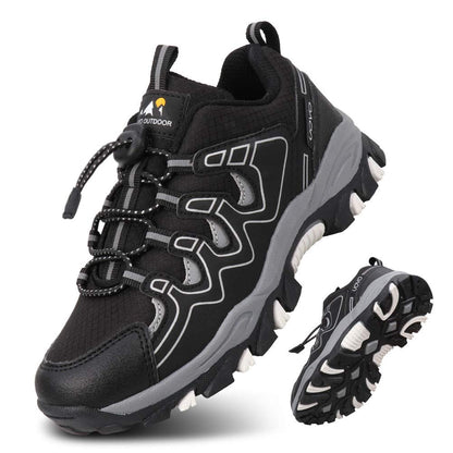 UOVO Boys Shoes Boys Tennis Running Sneakers Waterproof Hiking Shoes Kids Outdoor Fashion Sneakers Slip Resistant (Big/Little Boys) Black/Silver 1 Little Kid