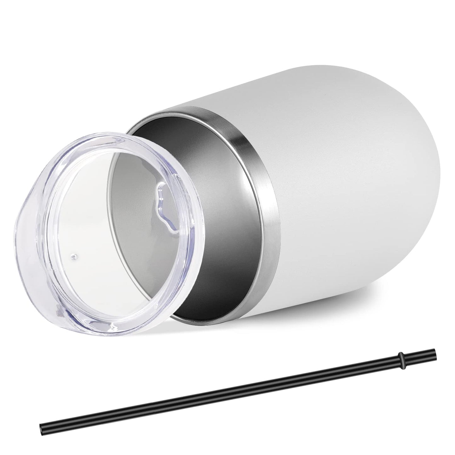 VEGOND Wine Tumblers Bulk 12 Pack, 12oz Stainless Steel Stemless Wine Glass with Lids and Straws, Double Wall Vacuum Insulated Tumbler Cup, Coffee Mug for Cold Hot Drinks