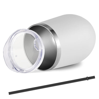 VEGOND Wine Tumblers Bulk 12 Pack, 12oz Stainless Steel Stemless Wine Glass with Lids and Straws, Double Wall Vacuum Insulated Tumbler Cup, Coffee Mug for Cold Hot Drinks