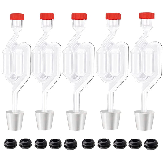 Zazolyne 5ct. S - Shape Airlock with # 6 Stopper 5pcs & Grommets 10pcs,Bubble Fermentation Airlock for Brewing Wine Making Sauerkraut Kimchi (Improved Version)