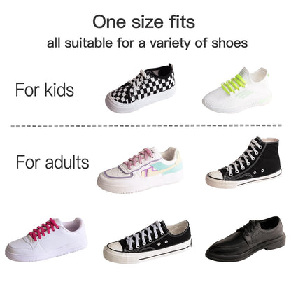 Booyckiy No Tie Elastic Shoelaces for Kids, Adults and Elderly, Adjustable Tieless Shoe Laces for Sneakers Boots and Casual Shoes - 16 Colors, 41 inch, White