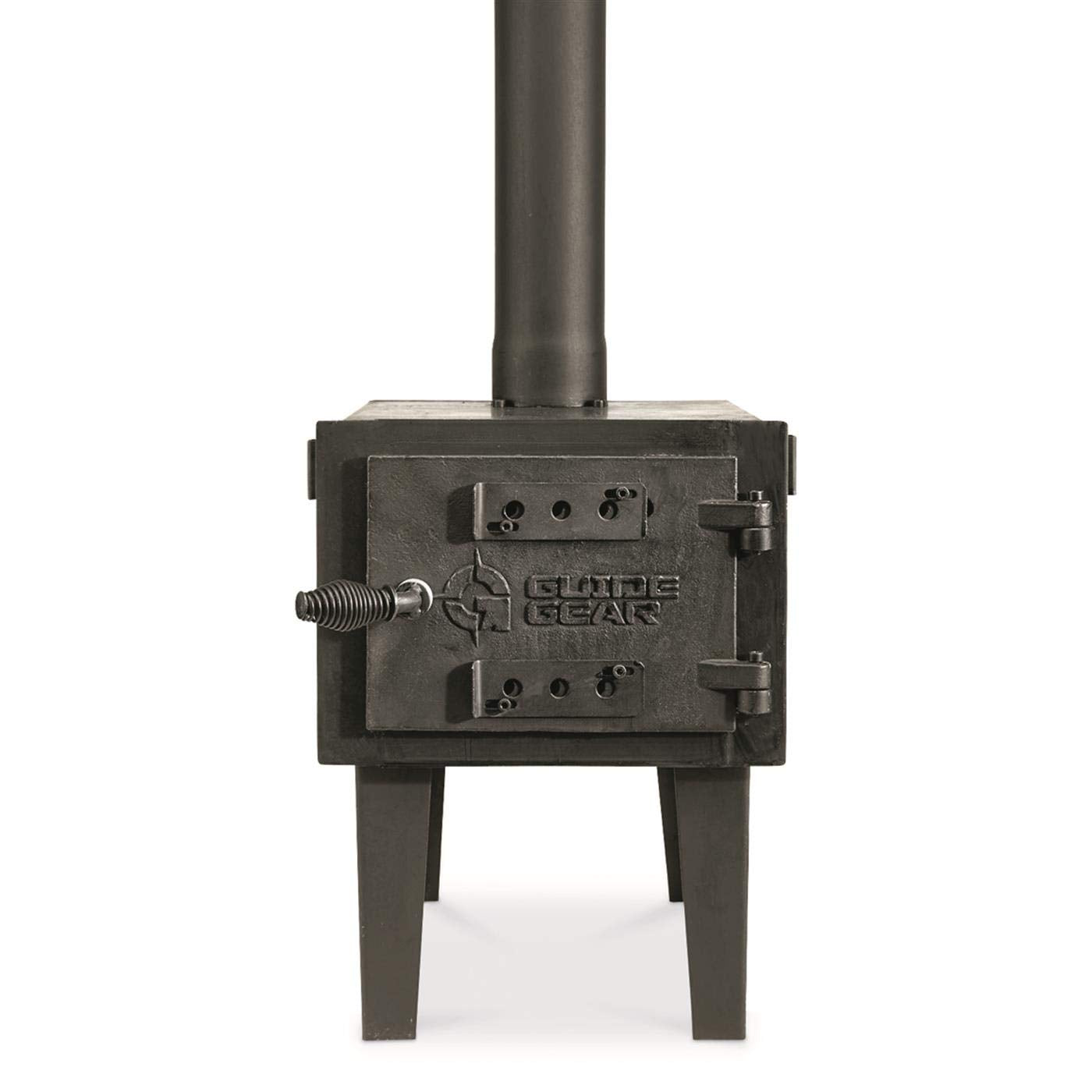 Guide Gear Outdoor Wood Burning Stove; Portable with Chimney Pipe for Cooking and Camping