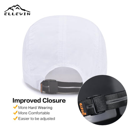ELLEWIN Men's Baseball Cap UPF50 Hat W/Foldable Long Large Bill,One Size,White