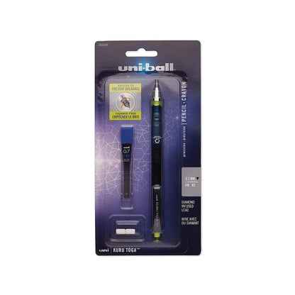 uni-ball Kuru Toga Mechanical Pencil with 0.7 mm Lead Refills & Pencil Erasers, HB #2
