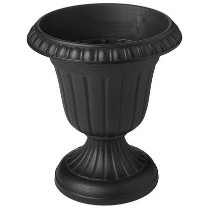 Arcadia Garden Products PL10BK Classic Traditional Plastic Urn Planter Indoor/Outdoor, 15" x 13", Black