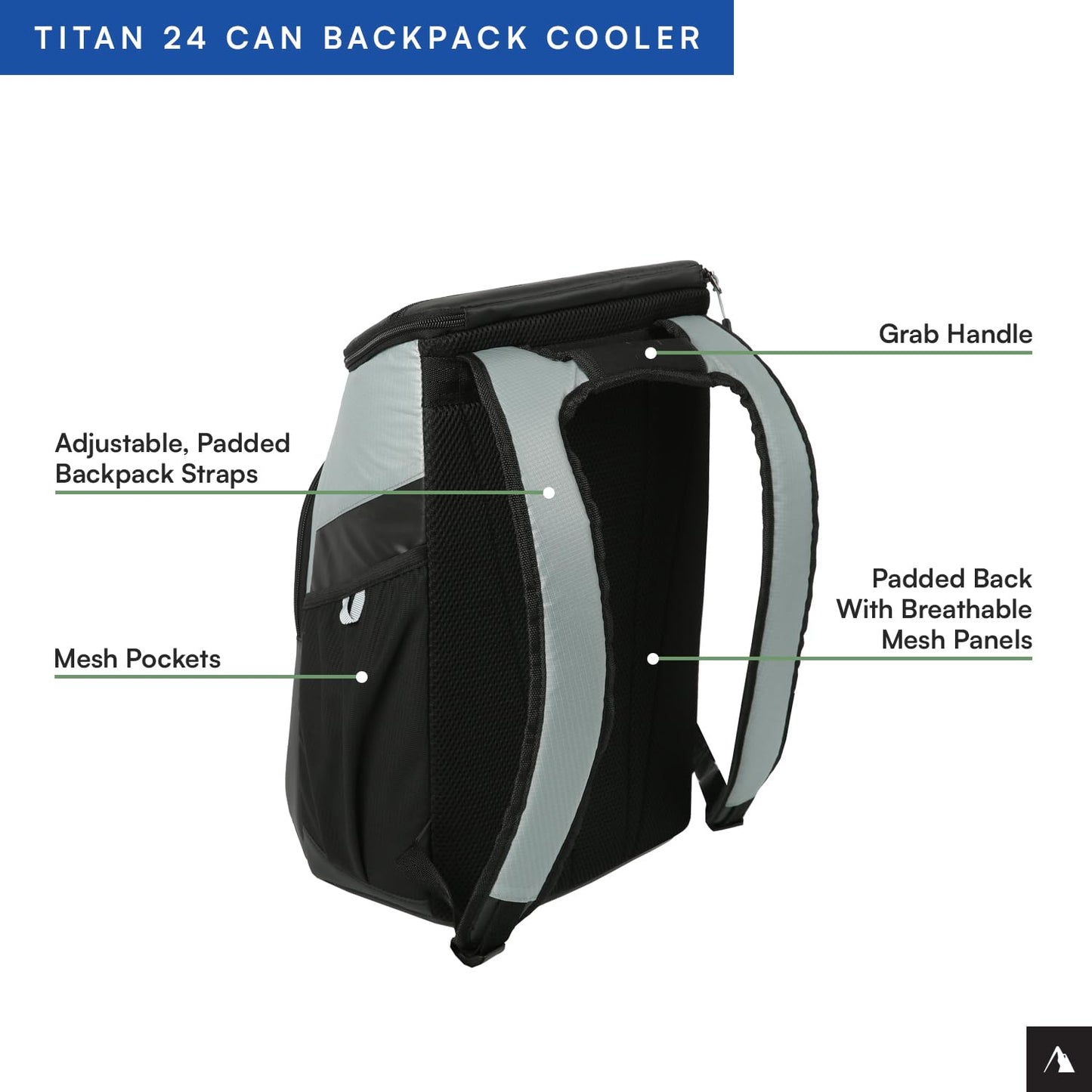 Titan Deep Freeze Backpack Cooler 24 Can Cooler Bag Insulation, Seagrass