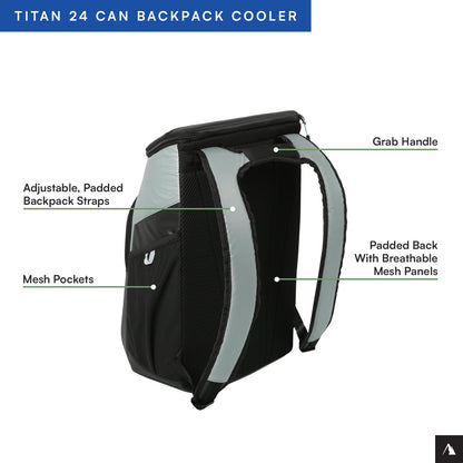 Titan Deep Freeze Backpack Cooler 24 Can Cooler Bag Insulation, Seagrass