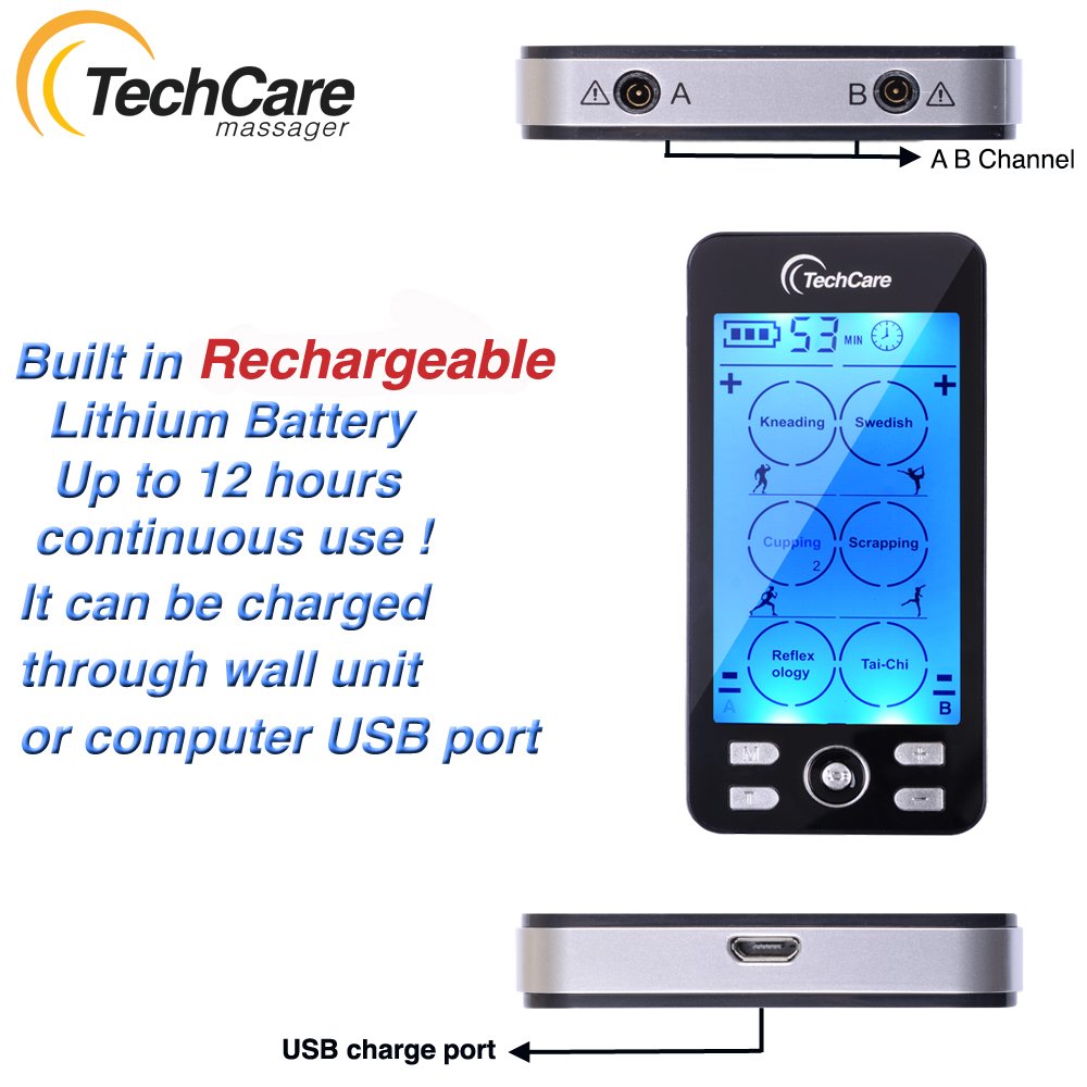 Tens Unit Plus 24 Rechargeable Electronic Pulse Massager Machine Multi Mode Device with All Accessories [New Model]