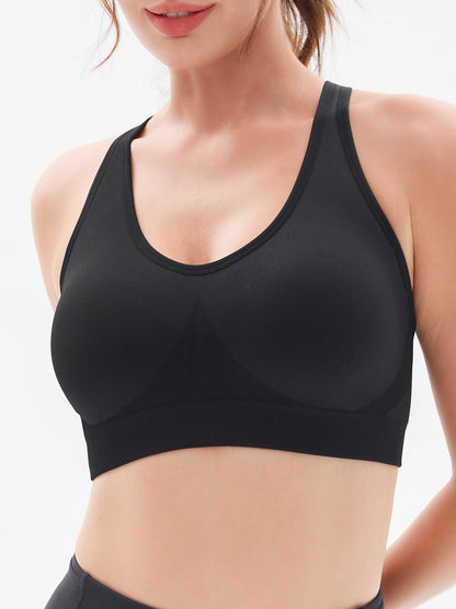 Sports Bras for Women High Support: Padded Workout Strappy Criss Cross Back Running Yoga Gym Seamless Medium Impact Push Up Crazy Girl Plus Size Bra 3 Pack Top Multipack Large Bust Breast White Black