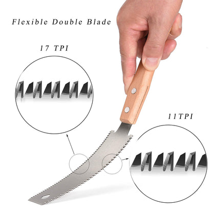 WEIMELTOY Small Woodworking Hand Saw, 6 inch Flexible Blade Double edge TPI 17/11 Pull Saw for Craft, Hobby, DIY, Non Slip Wood Handle Garden Trim, Sharp and Light Woodworking Tools