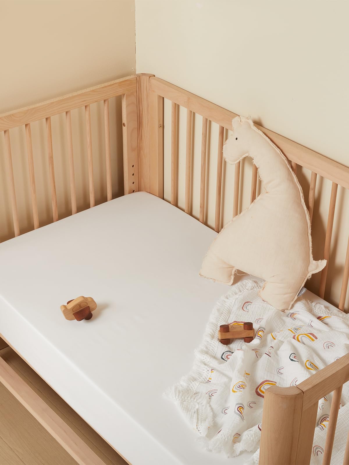 TILLYOU Baby Crib Sheets for Boys Girls, Fitted Crib Sheet 2 Pack for Standard Crib and Toddler Mattresses, Super Soft Toddler Bed Sheets, 28"x52"x8", White & Gray