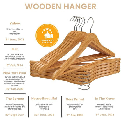 Utopia Home Premium Wooden Hangers 30 Pack - Durable & Slim Coat Hanger - Suit Hanger with 360-Degree Rotatable Hook - Wood Hangers with Shoulder Grooves (Natural Color)