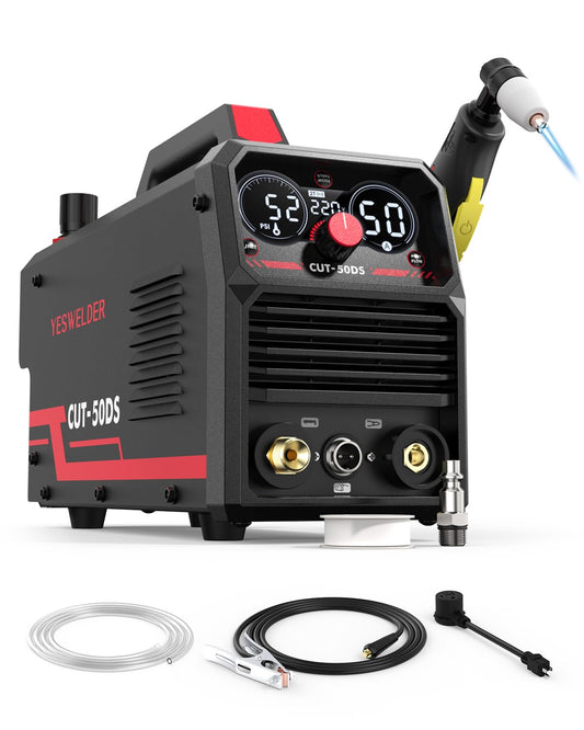 YESWELDER CUT-50DS Plasma Cutter, 50Amp Air Power Large Digital Display 110/220V Dual Voltage IGBT Inverter Plasma Cutting Machine