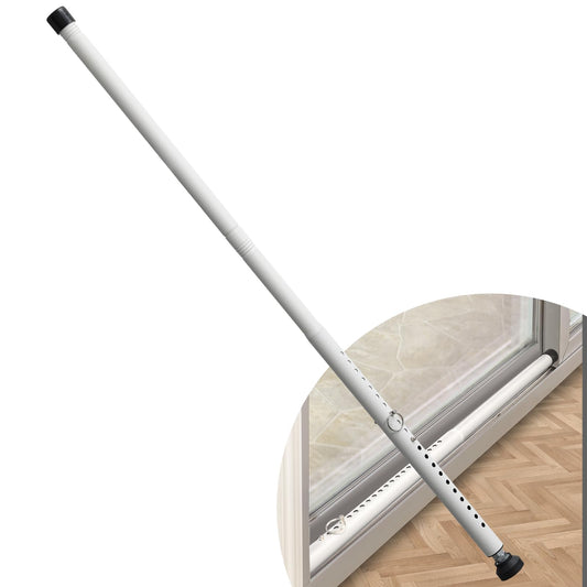 DIIG Sliding Door Security Bar，17.7-50.5inch Adjustable Locking Window Safety Bar with Rubber Tips,Diameter 1inch Window Security Bar for Home Apartment Travel (White)