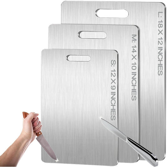 Titanium Cutting Board - 2025 New Upgrade 100% Pure Titanium Cutting Boards for Kitchen Double Sided Non Toxic Titanware Cutting Board,Hygiene Durable Dishwasher Safe Chopping Board (12"L x 9"W)