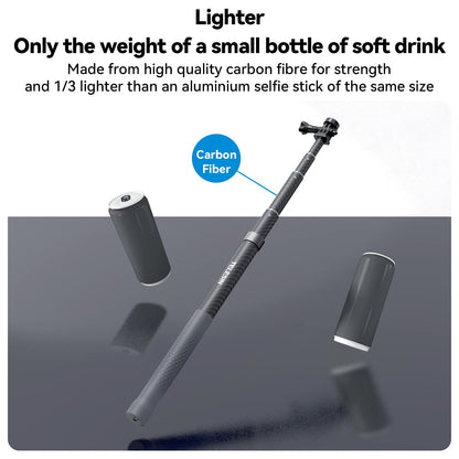 TELESIN G3 Selfie Stick Pole Long Invisible (118"/3M), Carbon Fiber Waterproof Underwater Monopod for GoPro Max 13 12 11 10, Insta360 X3 X4 X5 Ace Pro, DJI Osmo 360 Action Pocket AKASO Bike Motorcycle