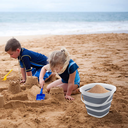 Goderewild Collapsible Bucket, 2.6 Gallon (10L) - Square Foldable Mop Bucket for House Cleaning, Car Washing, Camping - Portable Water Pail for Outdoor, RV, Travel (Grey)