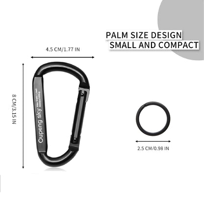 Carabiner Clip, 4 Pack, 855lbs，3" Heavy Duty Caribeaners for Hammocks, Camping Accessories, Hiking, Keychains，Outdoors and Gym etc, Small Carabiners for Dog Leash, Harness and Key Ring, Black