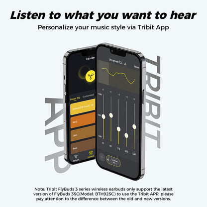 Tribit Wireless Earbuds, 110H Playtime Bluetooth 5.3 IPX8 Waterproof Touch Control True Wireless Bluetooth Earbuds with Mic Earphones in-Ear Deep Bass Built-in Mic Bluetooth Headphones, FlyBuds 3