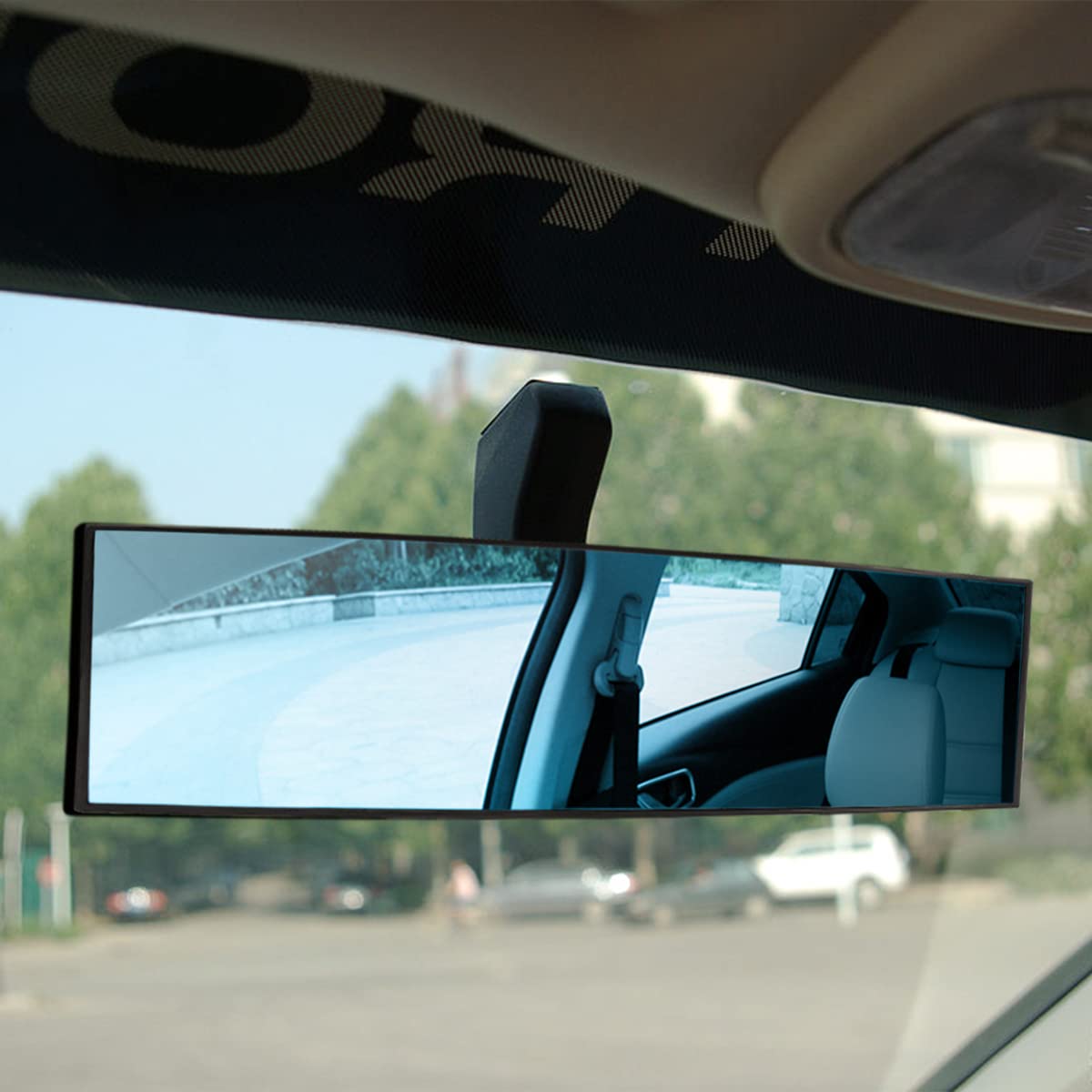 Car Rearview Mirror, 12 Inch Panoramic Wide Angle Anti-Glare, Clip on Auto Rear View Mirror, HD Clear Convex Surface, Car Interior Accessories Universal for SUV, Truck, Van, Vehicles (Blue)