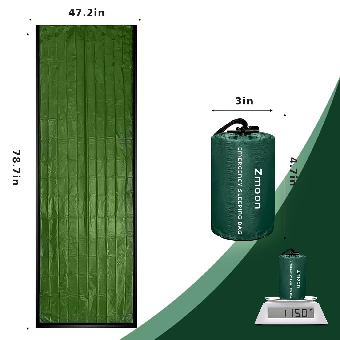 Zmoon Emergency Sleeping Bag Survival Bag, Portable Waterproof Thermal Bivy Sacks,Bivvy Bags,Camping Mylar Sleeping Bag Survival Gear Emergency Blankets Survival Shelter (2)