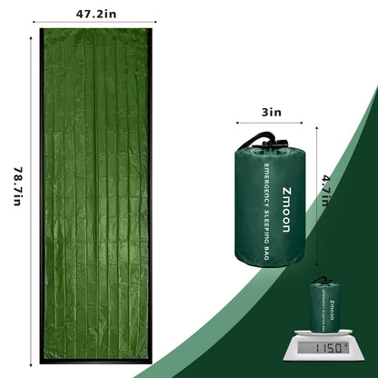 Zmoon Emergency Sleeping Bag Survival Bag, Portable Waterproof Thermal Bivy Sacks,Bivvy Bags,Camping Mylar Sleeping Bag Survival Gear Emergency Blankets Survival Shelter (2)