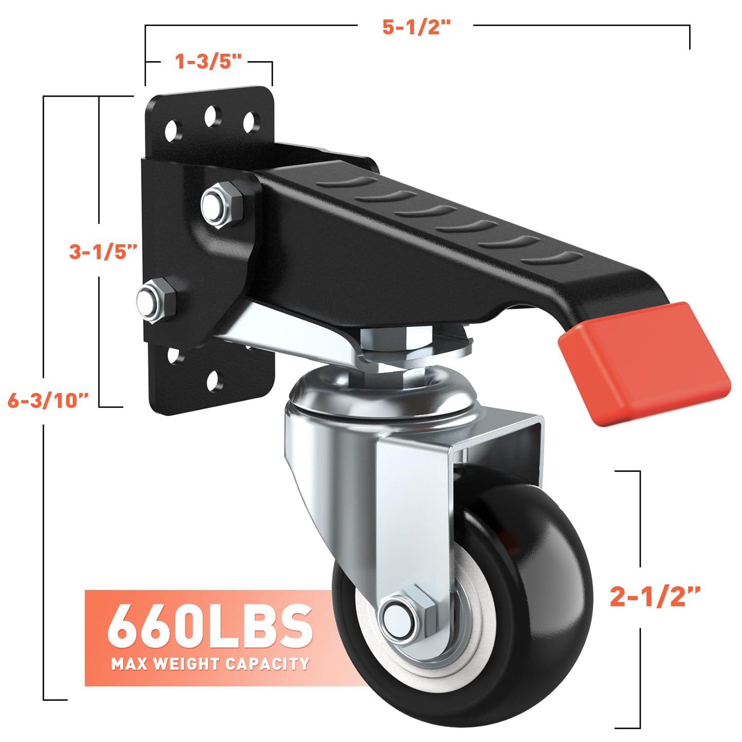 SPACEKEEPER Workbench Casters kit 660 Lbs - Retractable Casters Heavy Duty Bench Caster Wheels Designed for Workbenches Machinery & Tables, 4 Pack