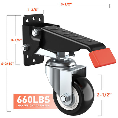 SPACEKEEPER Workbench Casters kit 660 Lbs - Retractable Casters Heavy Duty Bench Caster Wheels Designed for Workbenches Machinery & Tables, 4 Pack