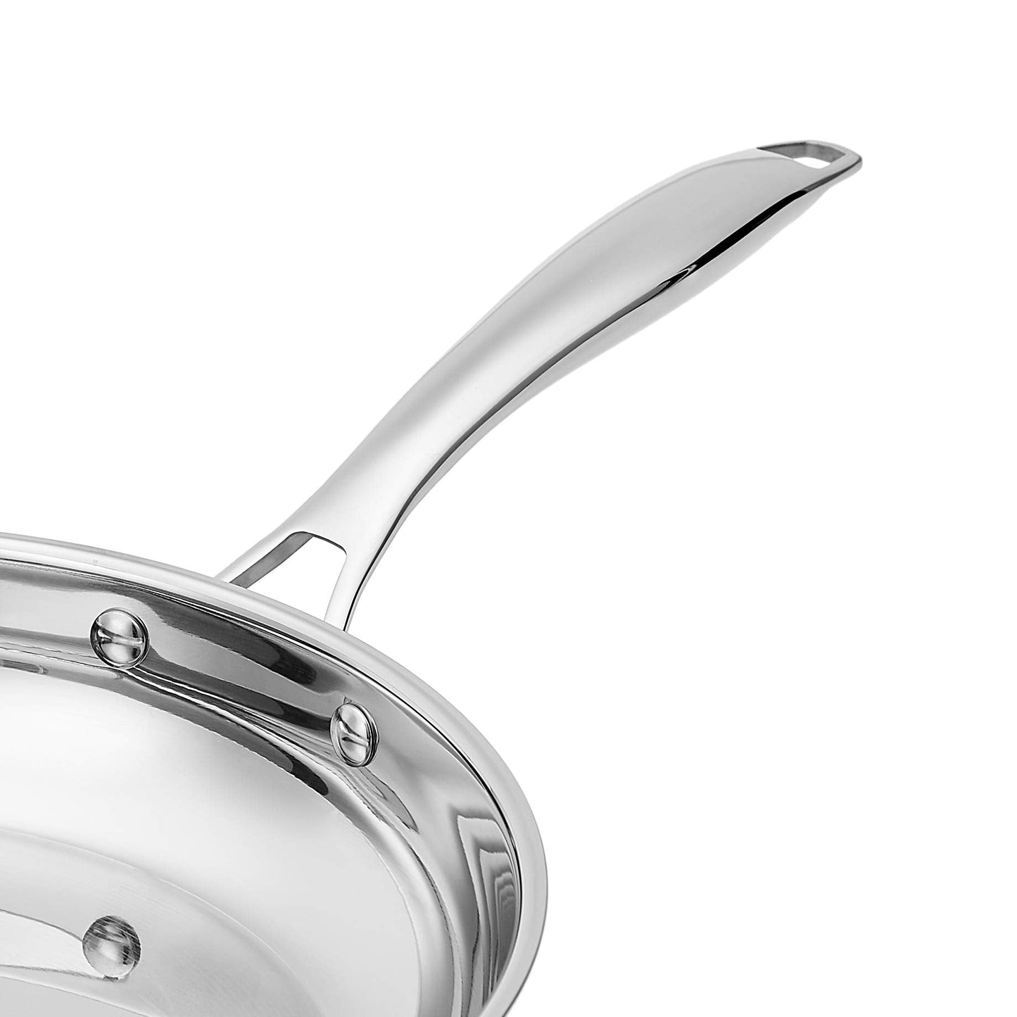 Amazon Basics 2-Piece Oven Safe, Riveted Handle Stainless Steel Induction Frying Pan Set - Silver, 8-inch & 10-inch