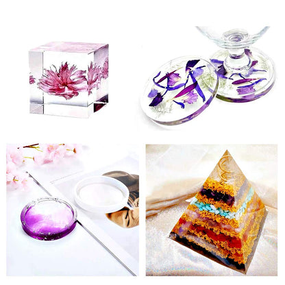 Resin Molds Silicone Kit 20Pcs,Epoxy Resin Molds Including Sphere,Cube,Pyramid,Square,Round, Used for Create Art,DIY,Coasters,Candles.Bonus Decorative Sequins and The Complete Set Tools