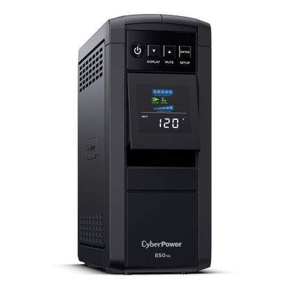 CyberPower CP850PFCLCD PFC Sinewave UPS Battery Backup and Surge Protector, 850VA/510W, 10 Outlets, AVR, Mini-Tower; UL Certified