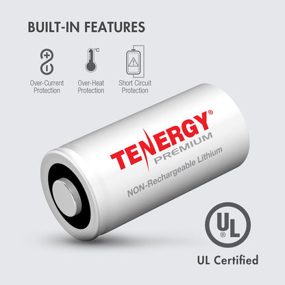Tenergy Premium 16 Pack NonRechargeable CR123A 3V Lithium Battery, 1600mAh Primary Battery for Arlo Cameras, Photo Lithium Batteries, Security Cameras, Smart Sensors, and More
