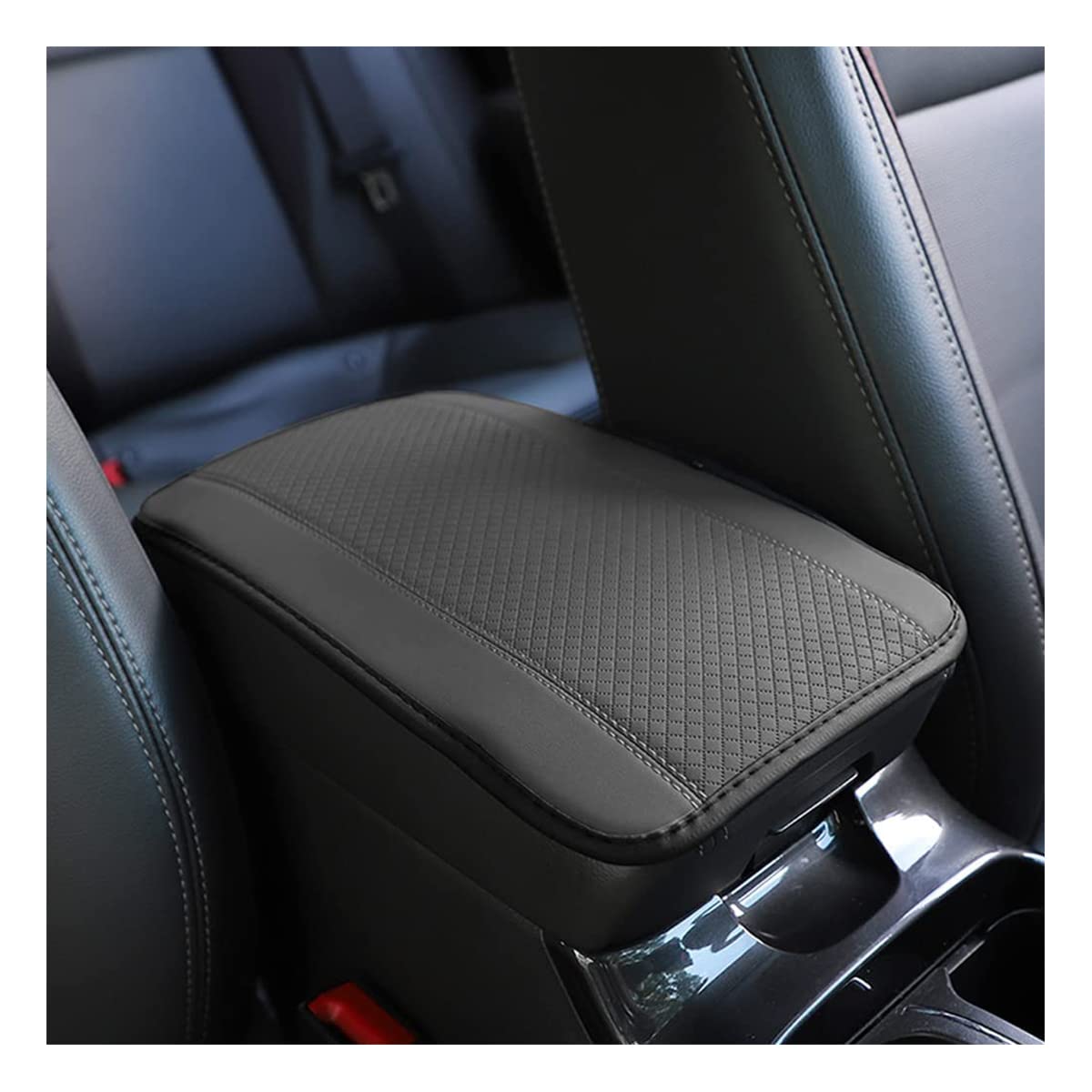 Ziciner Leather Car Center Console Armrest Pad, PU Waterproof Auto Seat Box Cover Protector, Hand Rest Cushion Protection Pad, Vehicles Interior Accessories Universal for Truck,SUV (Gray A)