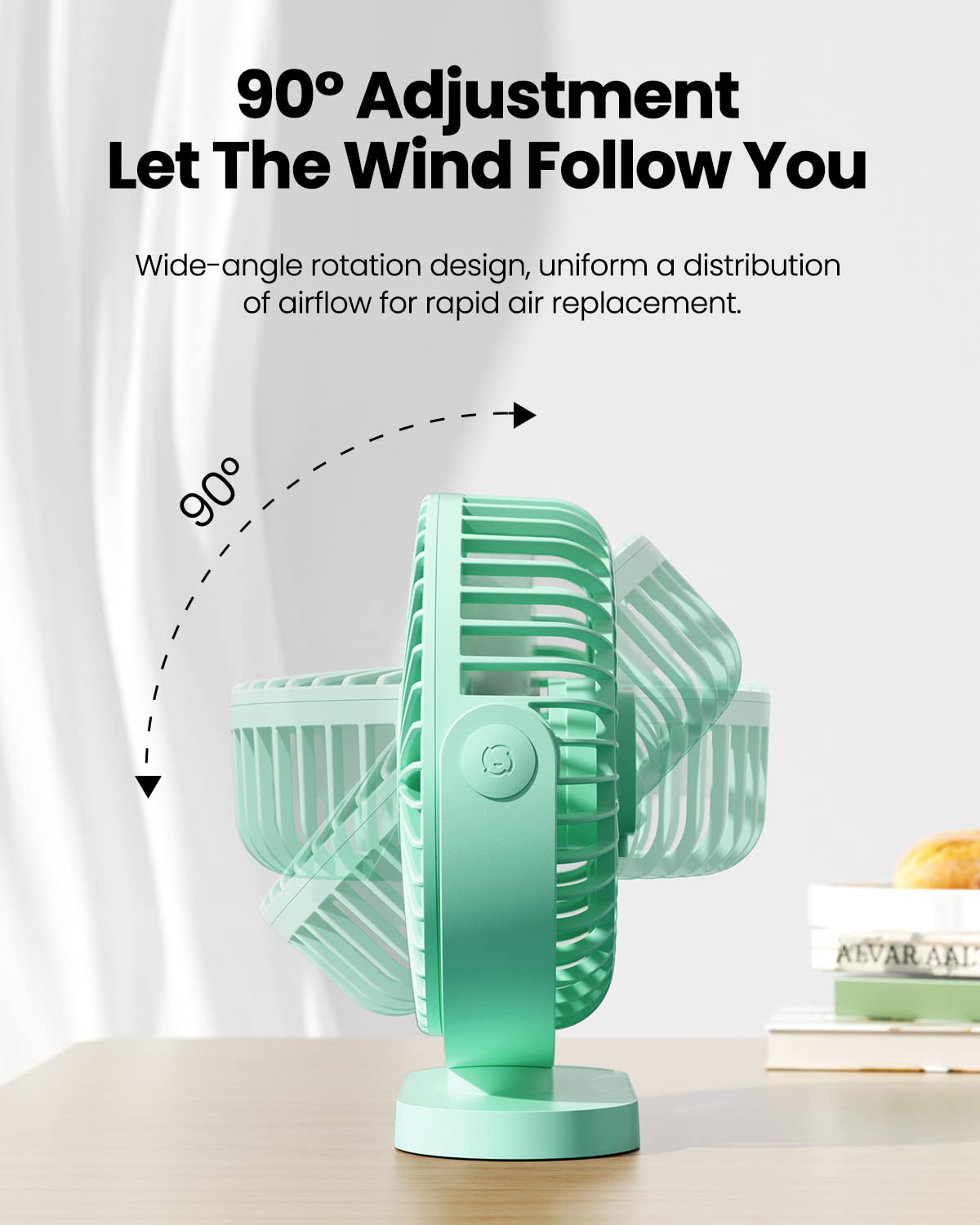 Gaiatop USB Desk Fan, 5.5 Inch Small Quiet Powerful 3 Speeds 90° Rotate, Personal Mini Portable Desktop Table Fans, Cooling for Home Office Car Travel Indoor Outdoor Pink