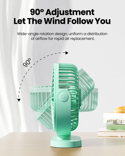 Gaiatop USB Desk Fan, 5.5 Inch Small Quiet Powerful 3 Speeds 90° Rotate, Personal Mini Portable Desktop Table Fans, Cooling for Home Office Car Travel Indoor Outdoor Pink