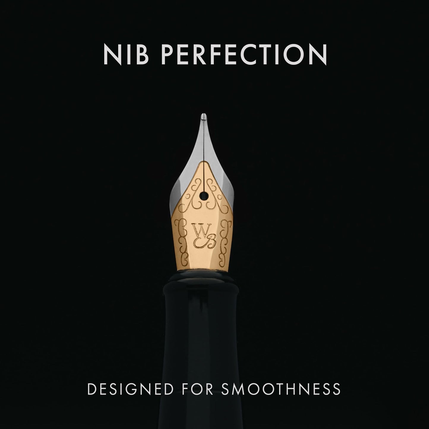 Wordsworth & Black Fountain Pen Set, 18K Gilded Medium Nib, Includes 24 Pack Ink Cartridges, Ink Refill Converter & Gift Pouch, Gold Finish, Calligraphy, [Black Gold], Perfect for Men & Women