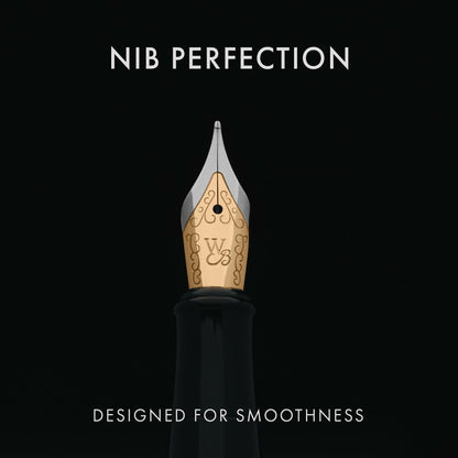 Wordsworth & Black Fountain Pen Set, 18K Gilded Medium Nib, Includes 24 Pack Ink Cartridges, Ink Refill Converter & Gift Pouch, Gold Finish, Calligraphy, [Black Gold], Perfect for Men & Women