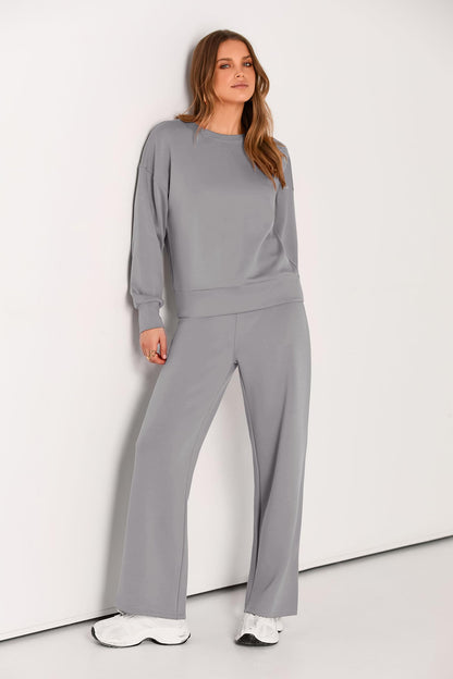 PRETTYGARDEN Womens 2 Piece Outfits 2025 Fall Long Sleeve Sweatshirt Wide Leg Pants Lounge Sets Winter Sweatsuits Tracksuit (Grey,XX-Large)