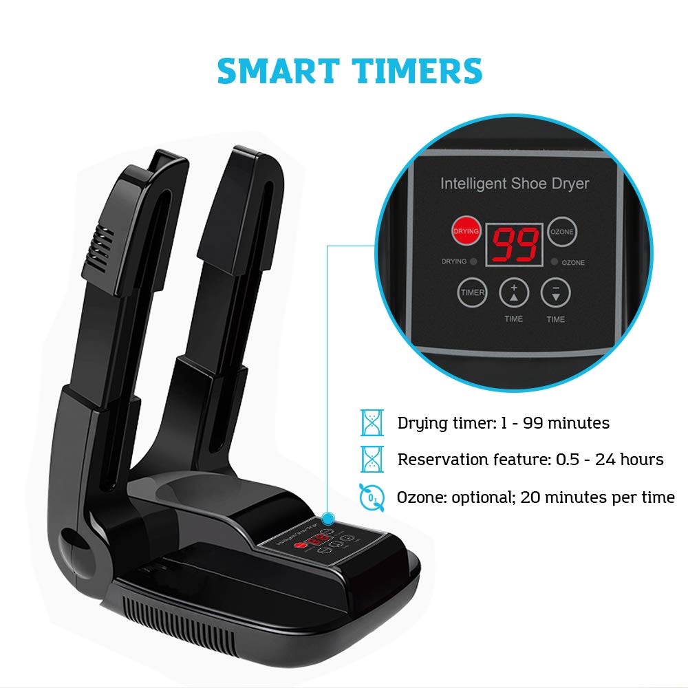 DR.PREPARE Boot Dryer Shoe Dryer Ozone, Glove Dryer & Boot Warmer with Heat Blower, Adjustable Rack and Timer, Folding Design & Quick Drying for Shoes, Gloves, Hats, Socks, Ski Boots (Ozone)