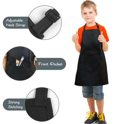 SINLAND Kids Apron with Pocket 2 Pack Adjustable Children Chef Apron for Cooking Baking Painting (M: 6-12 Years)…