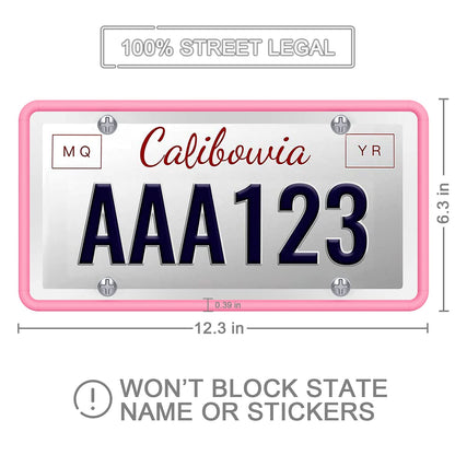 QiqaMole 2 Pack Silicone Frame Front Back License Plate Cover/ Bracket Holder Rust-Proof, Rattle-Proof, Weather-Proof, for US CA Standard Cars (Light Green)