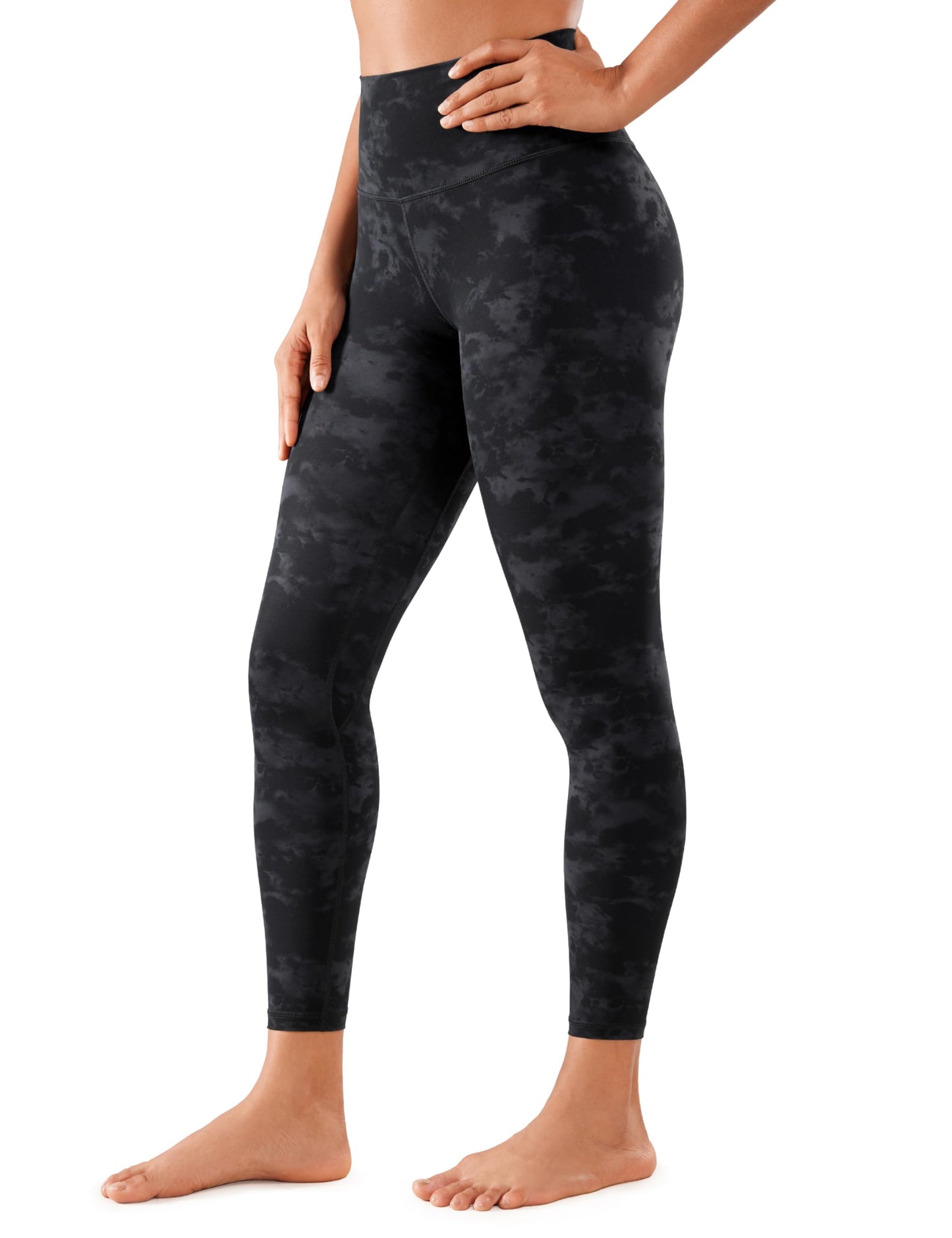 CRZ YOGA Women Naked Feeling Yoga Pants 25 Inches - 7/8 High Waisted Workout Leggings Tie Dye Smoke Ink Small