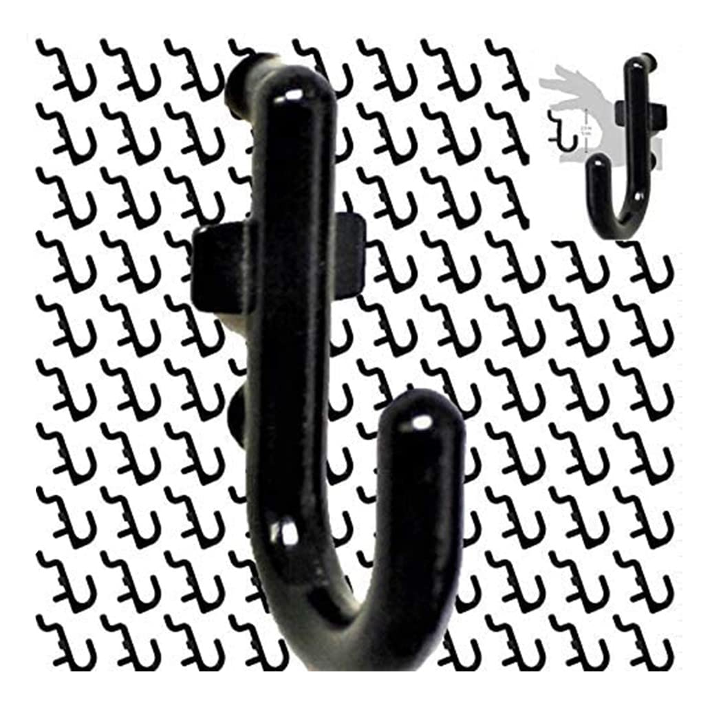 WallPeg 100Pcs Pegboard Accessory Peg Hook Set – Durable, Self-Locking Black 1/4" J-Style FlexLock Peg Hooks for Hanging Tools, Storage, and Wall Organization