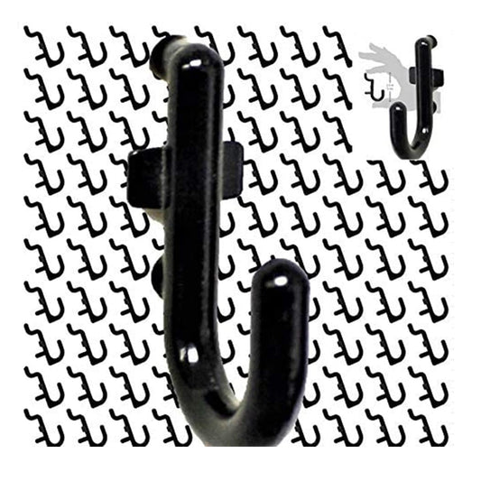 WallPeg 100Pcs Pegboard Accessory Peg Hook Set – Durable, Self-Locking Black 1/4" J-Style FlexLock Peg Hooks for Hanging Tools, Storage, and Wall Organization
