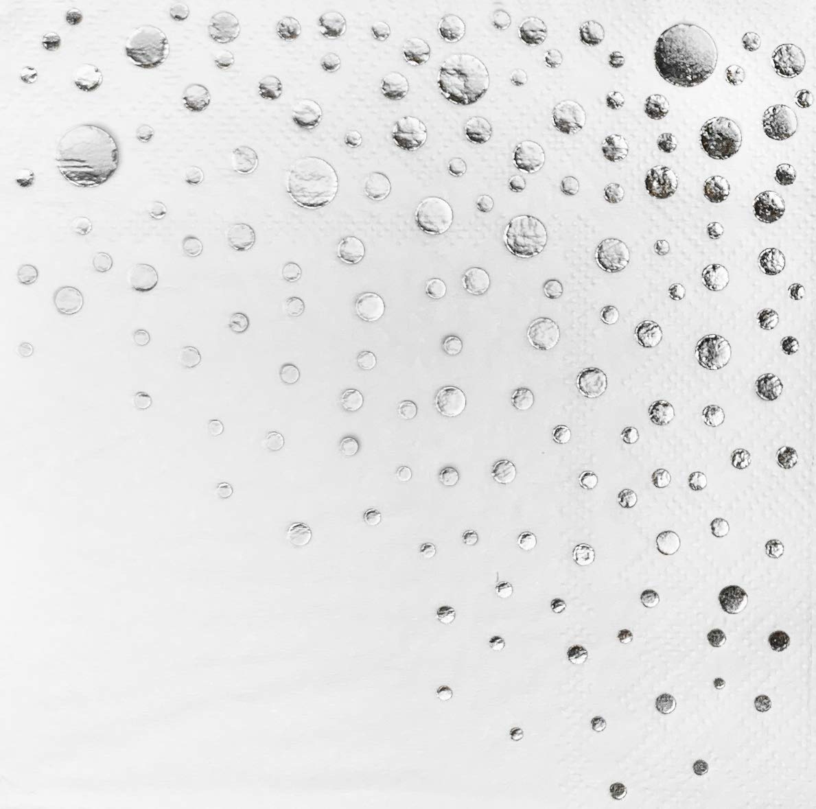 Stylish Silver & White Cocktail Napkins - 100 Disposable 5x5 Inch Wedding Napkins