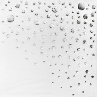 Stylish Silver & White Cocktail Napkins - 100 Disposable 5x5 Inch Wedding Napkins